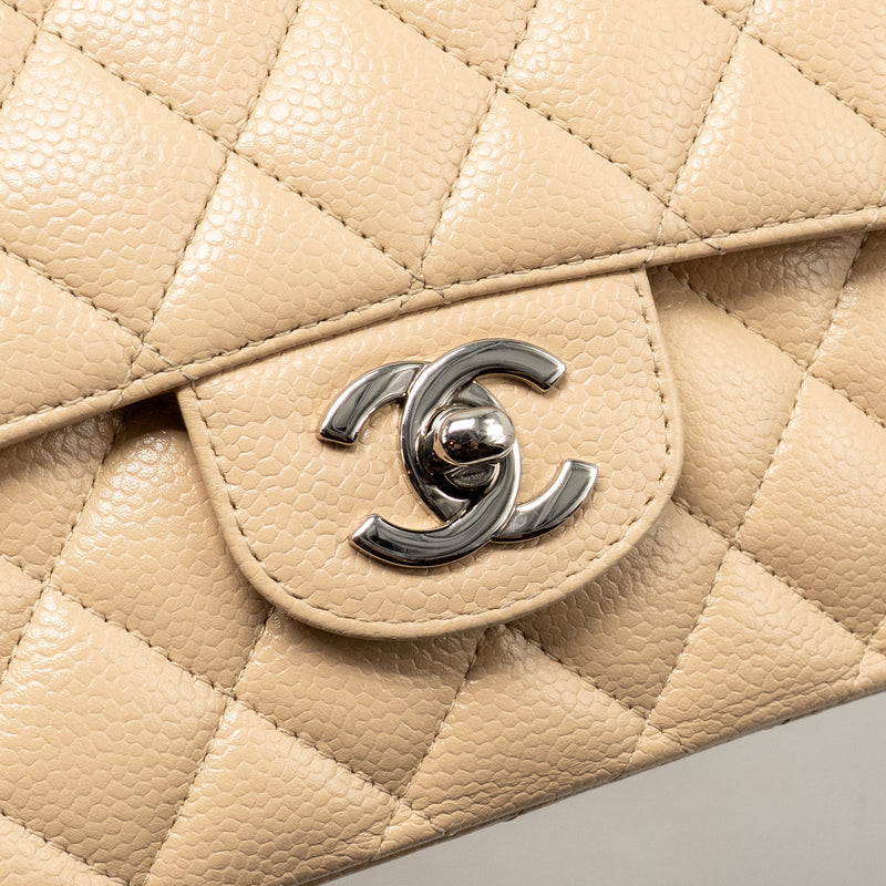 Chanel Medium Classic Double Flap Bag Caviar Beige LGHW