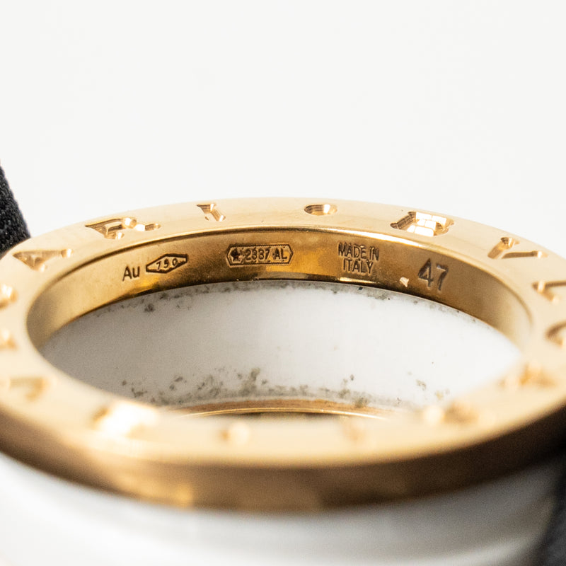 Bvlgari Size 47 B.zero1 Ring 2-band rose gold, white ceramic spiral