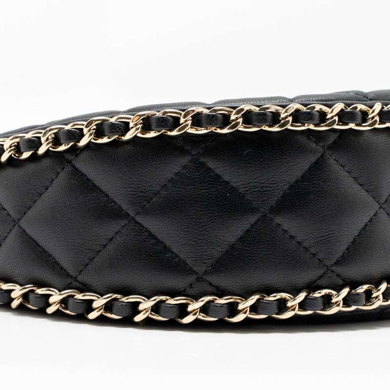 Chanel small half moon hobo bag lambskin black LGHW (microchip)