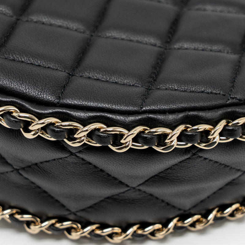 Chanel small half moon hobo bag lambskin black LGHW (microchip)