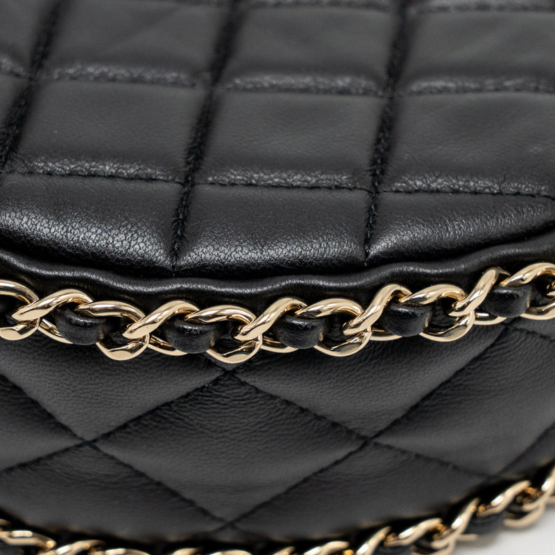 Chanel small half moon hobo bag lambskin black LGHW (microchip)