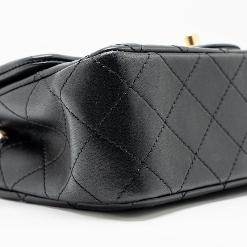 Chanel Pearl Crush mini rectangular flap bag lambskin black GHW (microchip)