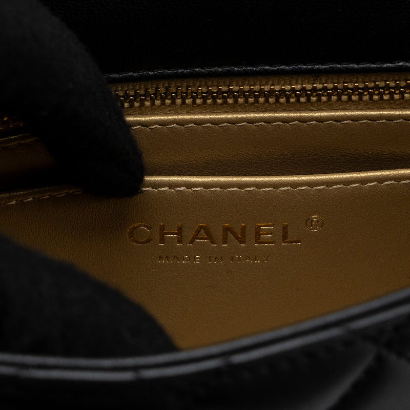 Chanel 23K pearl crush mini square flap bag lambskin black GHW (microchip)