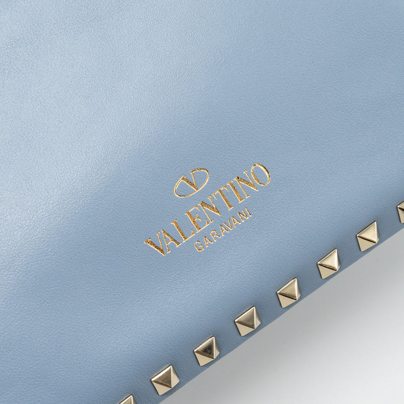 Valentino small grainy rockstud bag lambskin light blue LGHW
