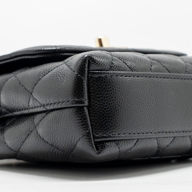 Chanel Coco Handle Mini Clutch with Chain Caviar Black LGHW (Microchip)