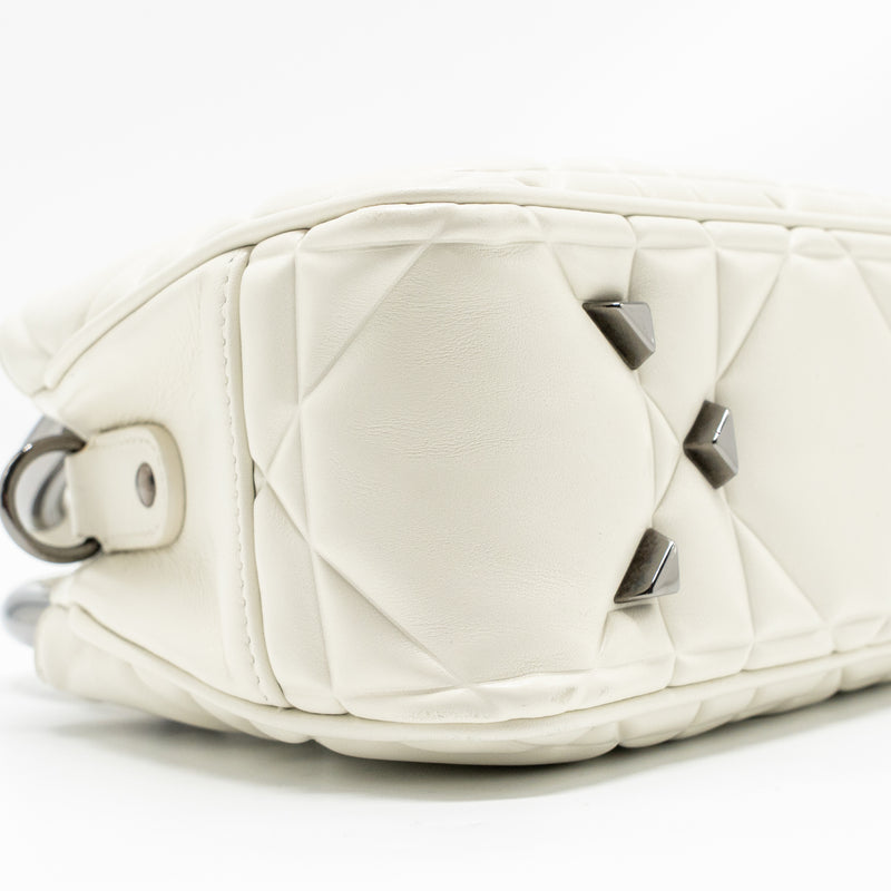 Dior Lady 95.22 Handbag Lambskin White with Black Hardware