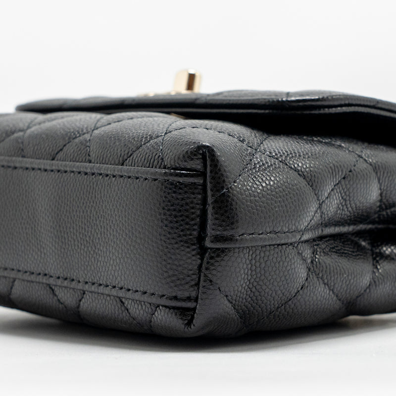 Chanel Coco Handle Mini Clutch with Chain Caviar Black LGHW (Microchip)