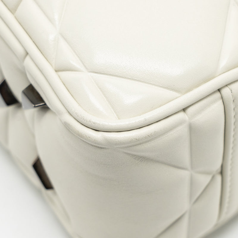 Dior Lady 95.22 Handbag Lambskin White with Black Hardware