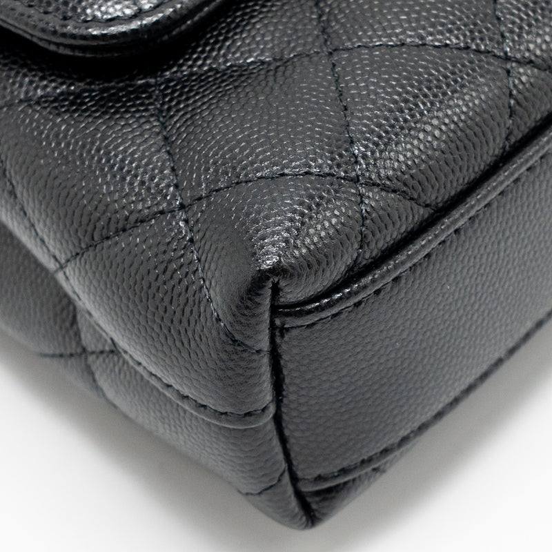 Chanel Coco Handle Mini Clutch with Chain Caviar Black LGHW (Microchip)