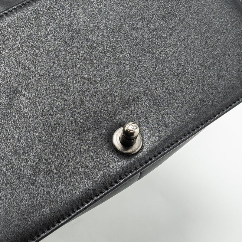 Chanel Medium Boy Bag Calfskin Black Ruthenium Hardware