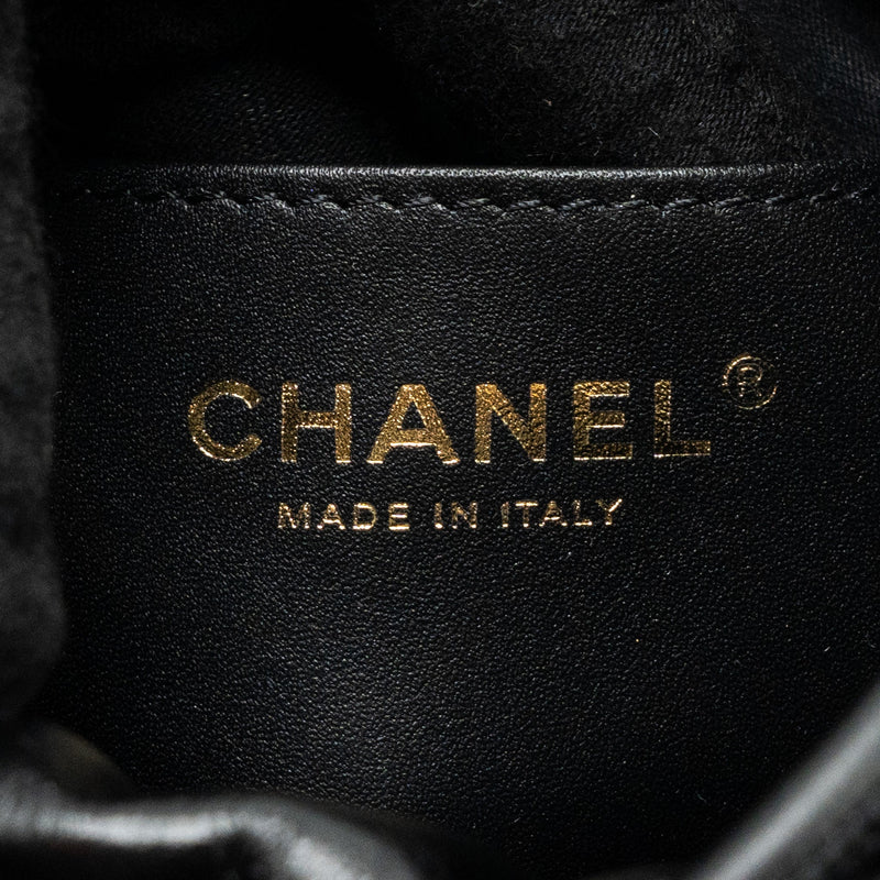 Chanel mini 22 bag shiny calfskin black brushed GHW (microchip)