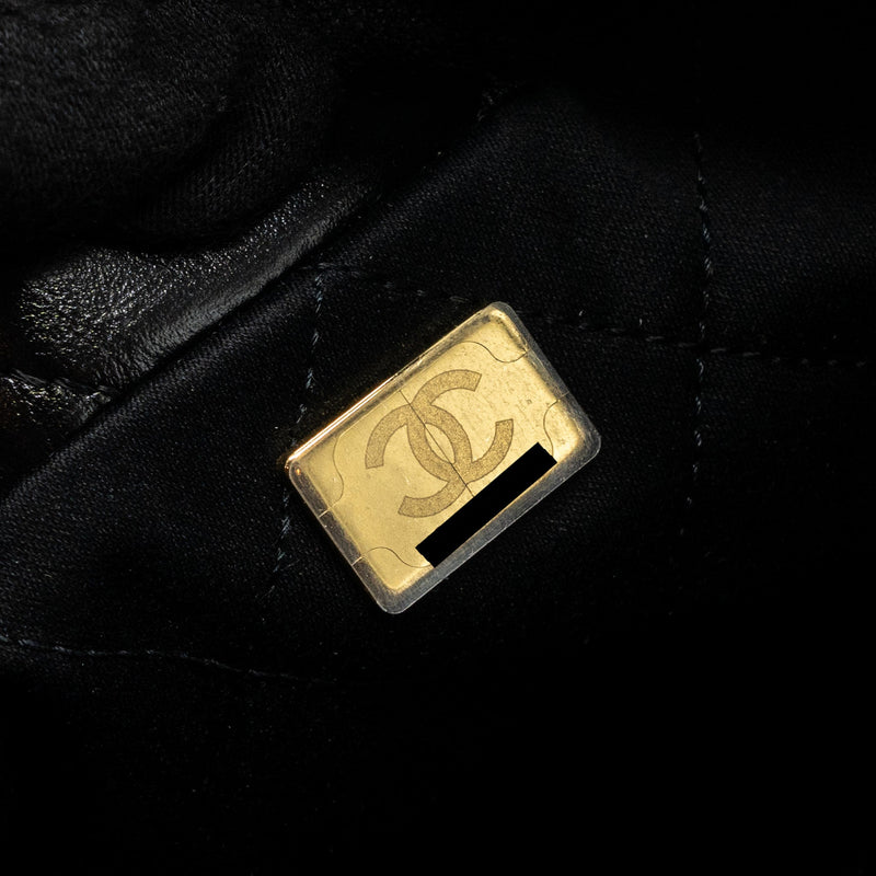 Chanel mini 22 bag shiny calfskin black brushed GHW (microchip)