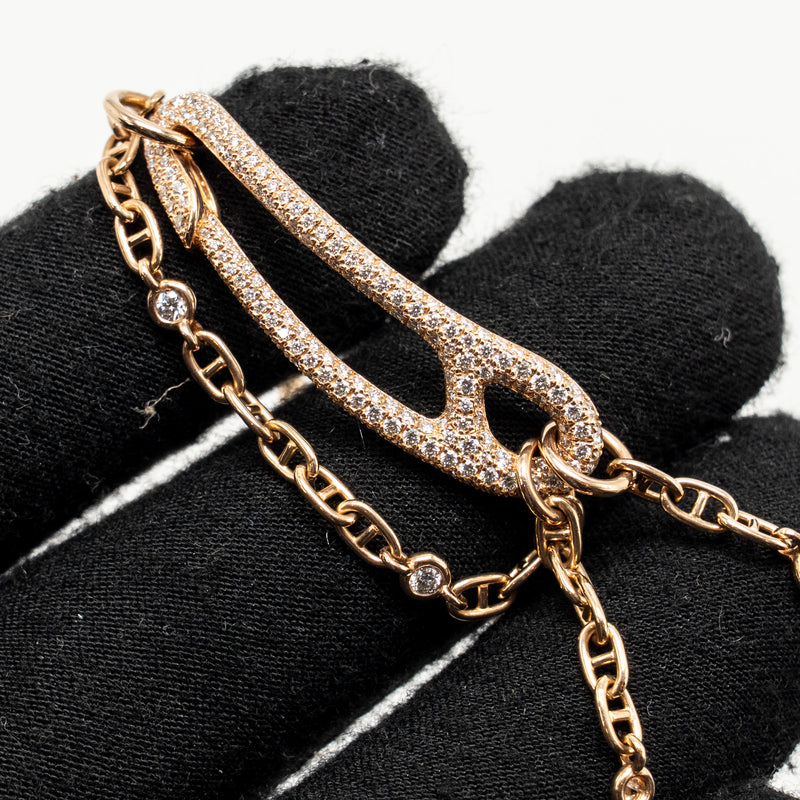 Hermes Size SH Chaine d’ancre Punk Bracelet, Medium Model, Rode Gold/Diamonds