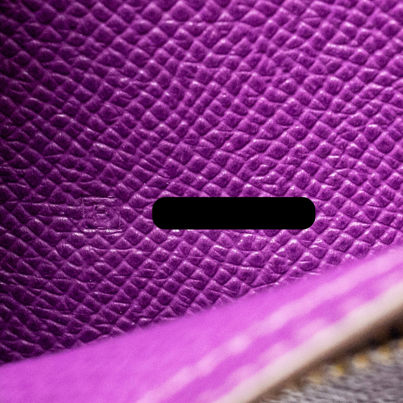 Hermes Bearn Wallet Special Order Epsom Purple/Multicolour GHW Stamp Square R