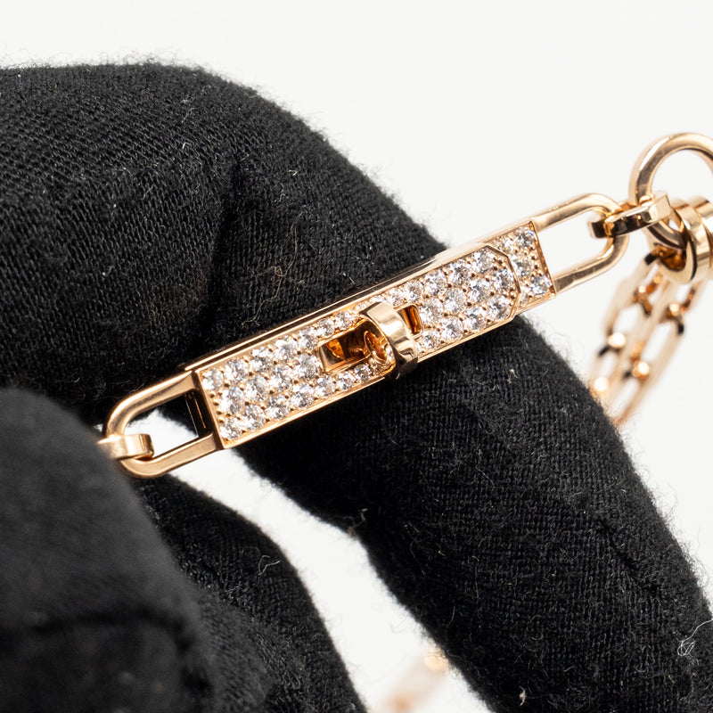 Hermes Size ST Kelly Chaine Lariat Necklace, Small Model Rose Gold, Diamonds