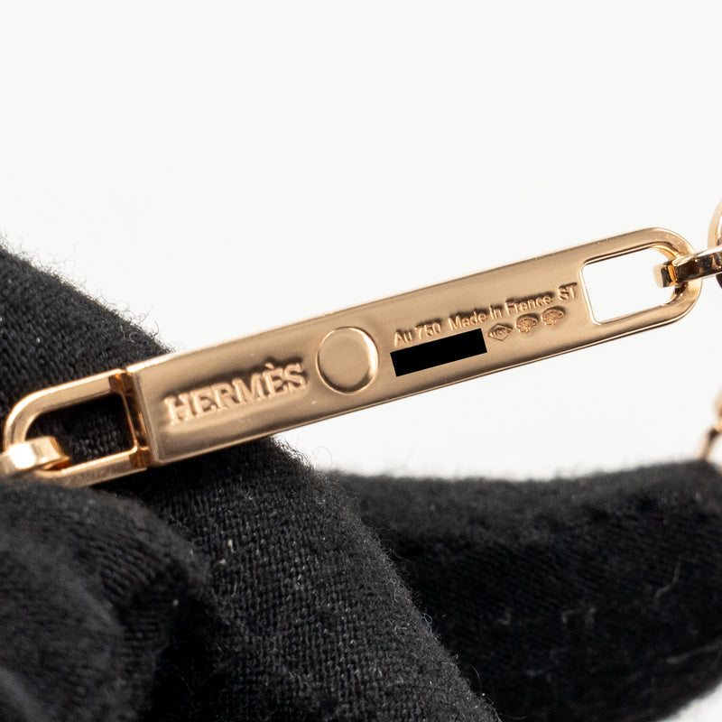 Hermes Size ST Kelly Chaine Lariat Necklace, Small Model Rose Gold, Diamonds