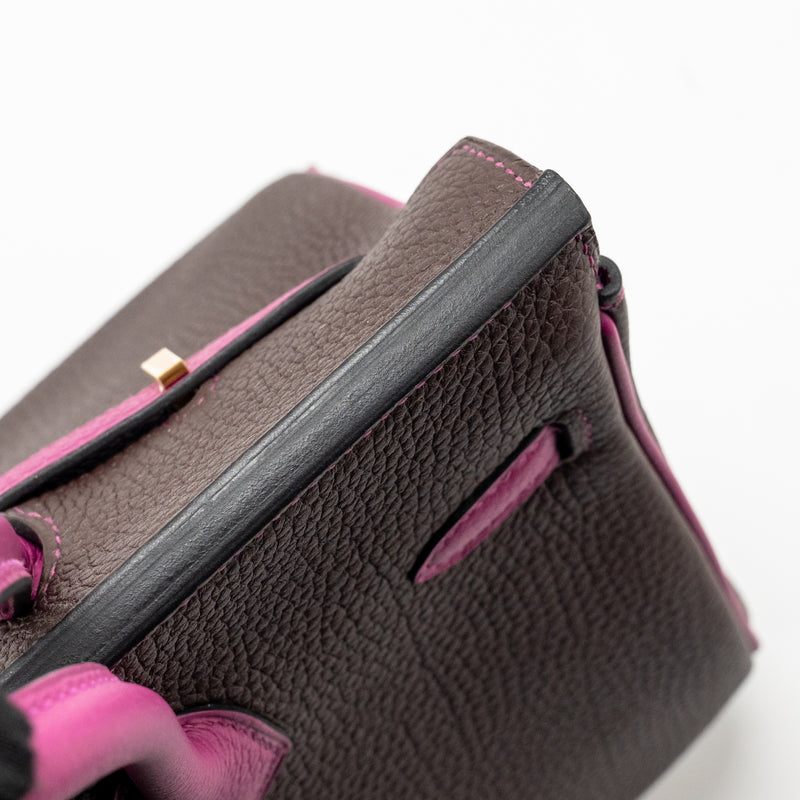 Hermes Birkin 25 Togo Chocolate / Rose Pourpre Brushed GHW Stamp D