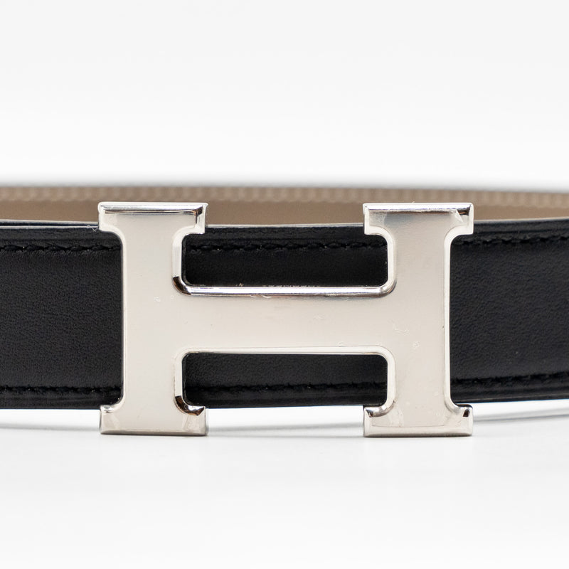Hermes Size 75 Seul De Ceinture Belt Epsom/Swift Black Etoupe SHW Stamp B
