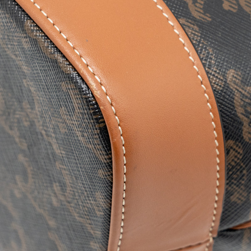 Celine small bucket bag triomphe canvas / calfskin tan GHW