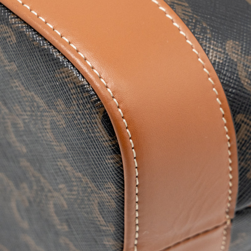 Celine small bucket bag triomphe canvas / calfskin tan GHW