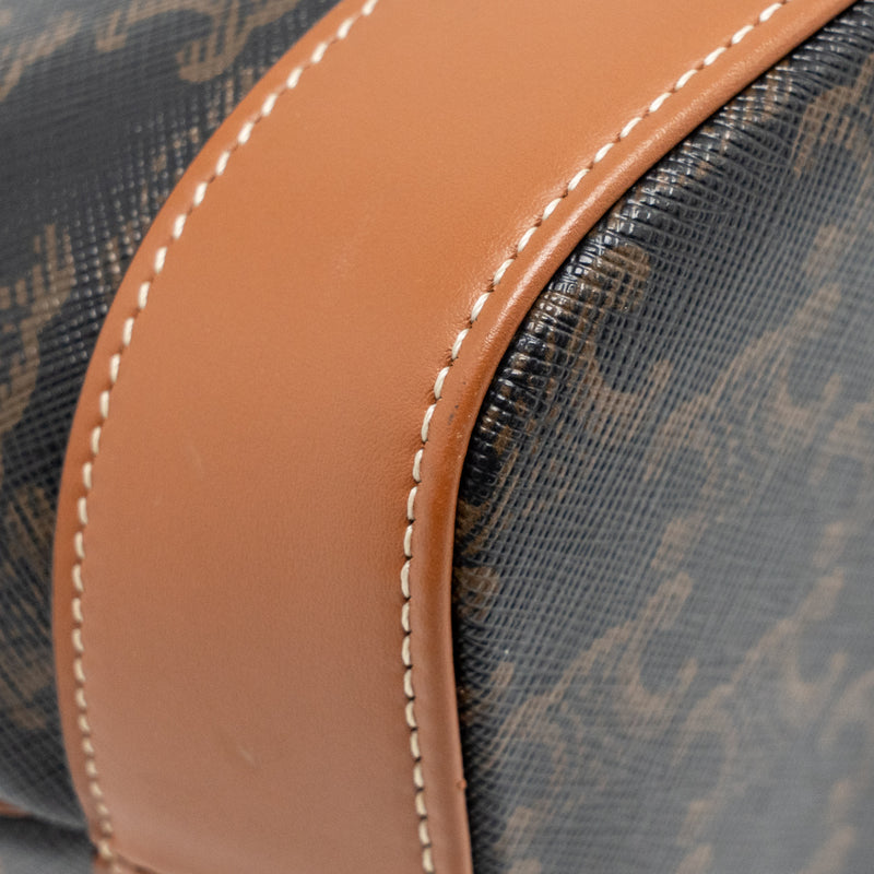 Celine small bucket bag triomphe canvas / calfskin tan GHW