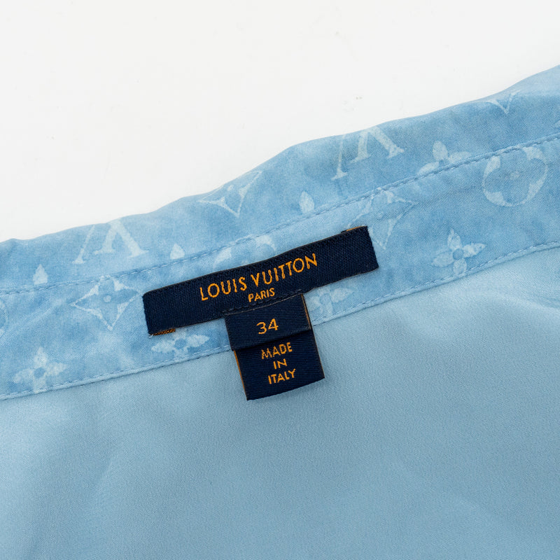 Louis Vuitton Size 34 Monogram Cloud Masculine Shirt Silk Bleu Oxford/Blue