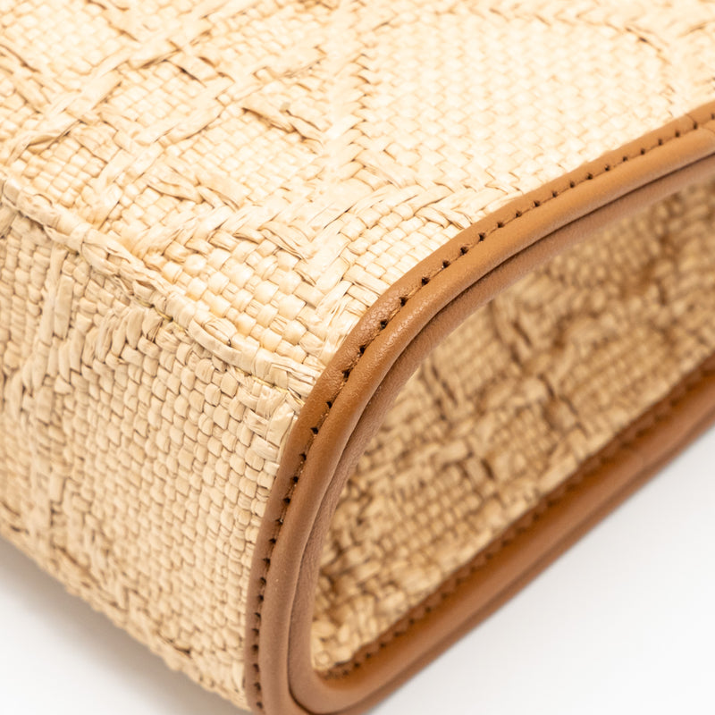 Dior 30 Montaigne Dea Pouch Natural Cannage Raffia Beige/Multicolour GHW