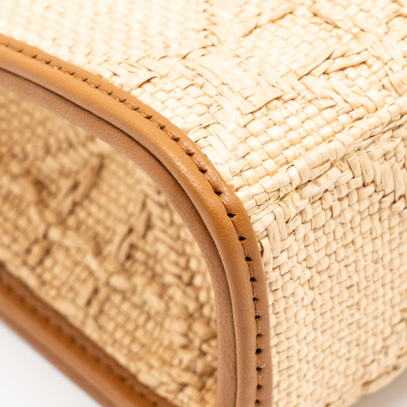 Dior 30 Montaigne Dea Pouch Natural Cannage Raffia Beige/Multicolour GHW