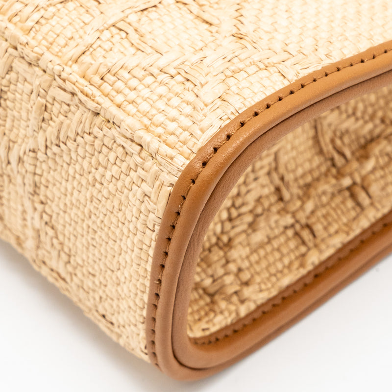 Dior 30 Montaigne Dea Pouch Natural Cannage Raffia Beige/Multicolour GHW