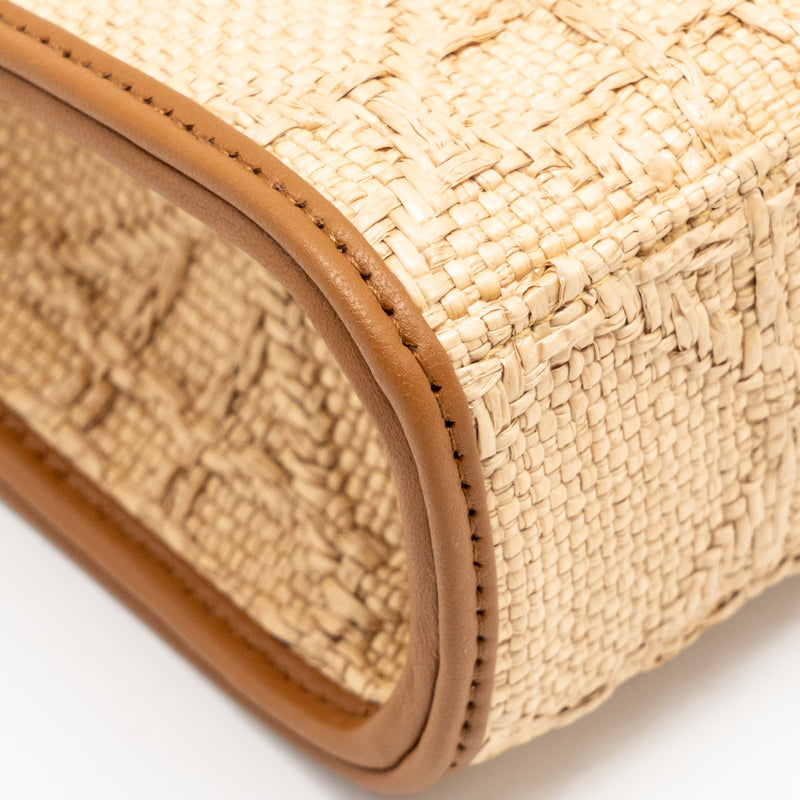 Dior 30 Montaigne Dea Pouch Natural Cannage Raffia Beige/Multicolour GHW