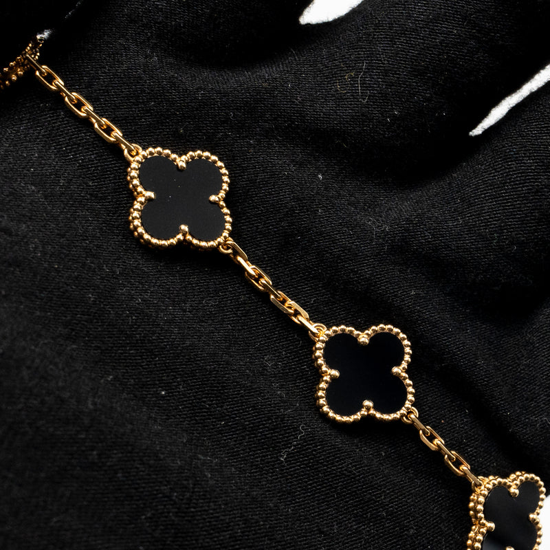 Van Cleef & Arpels Vintage Alhambra Bracelet 5 Motifs Onyx Yellow Gold