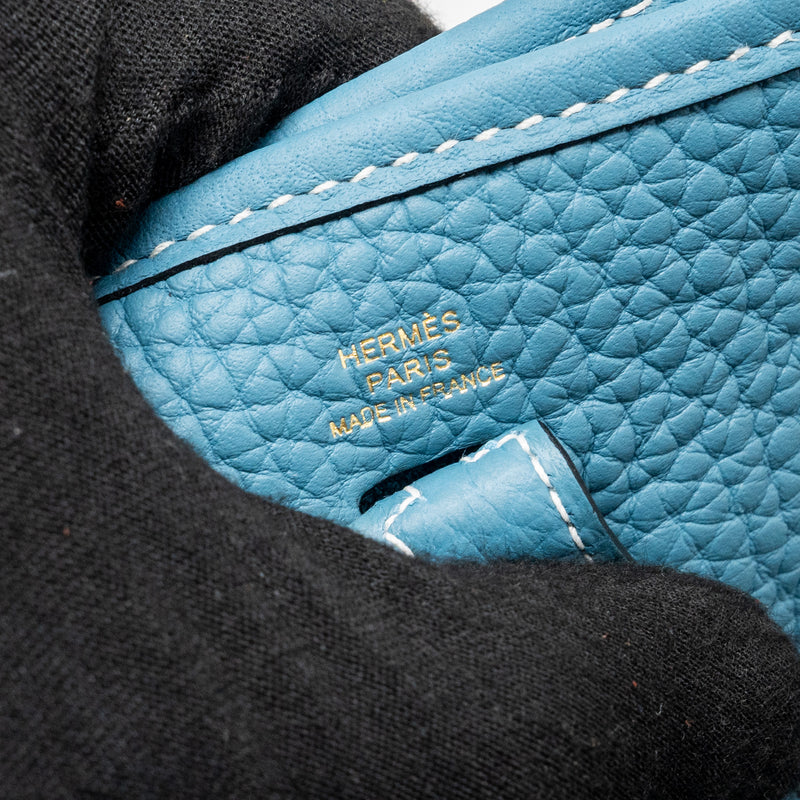Hermes Mini Evelyne Clemence New Blue Jean GHW Stamp B