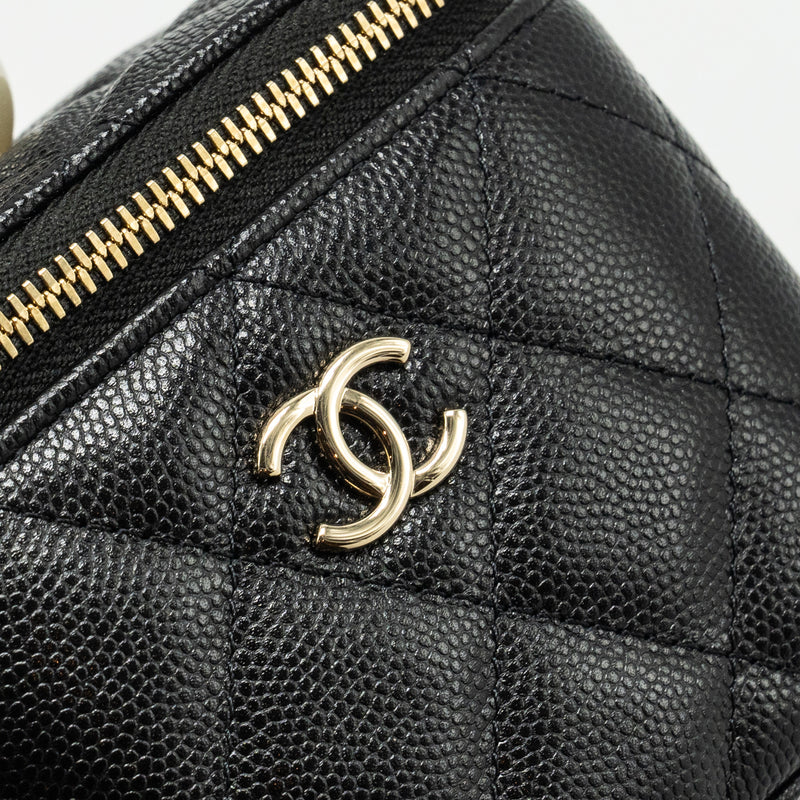 Chanel Small Vanity Clutch with Chain CC Pearl Caviar Black LGHW