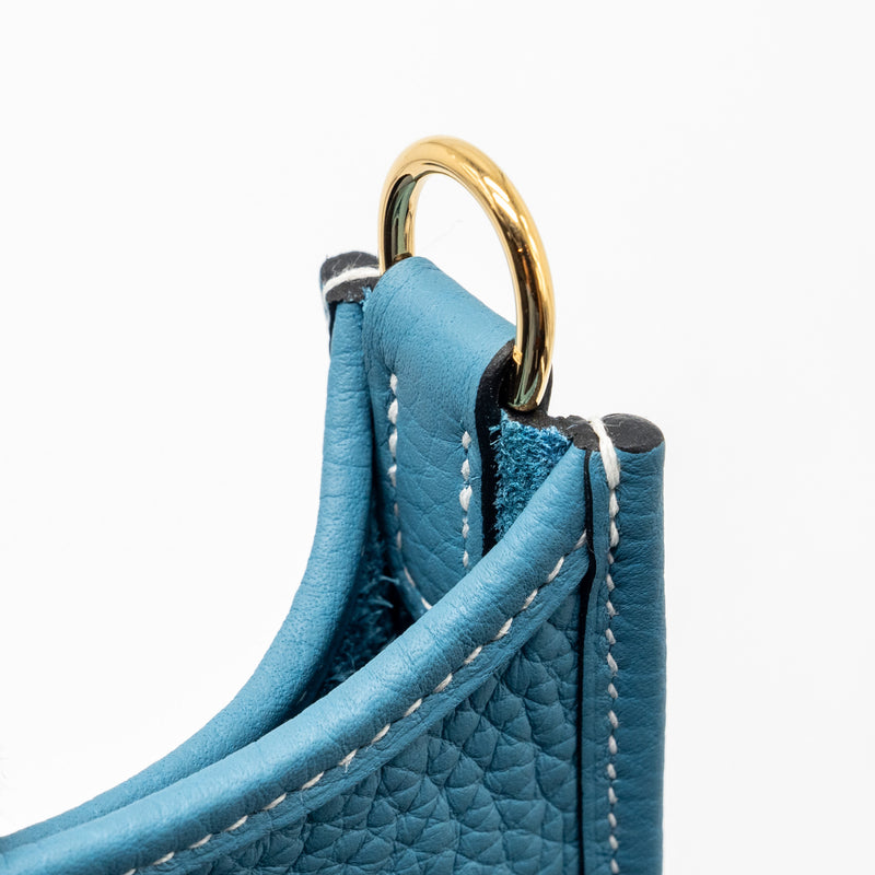 Hermes Mini Evelyne Clemence New Blue Jean GHW Stamp B