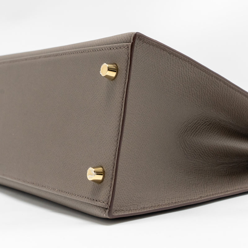 Hermes Kelly 28 Epsom Gris Etain GHW Stamp D