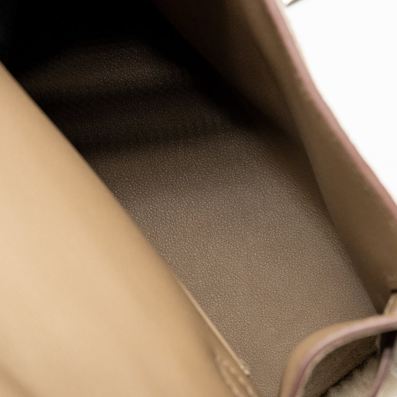 Hermes Mini Kelly Pluch Grizzly/Swift/Mouton Merinos Gris Caillou/Ecru/Etoupe SHW Stamp W