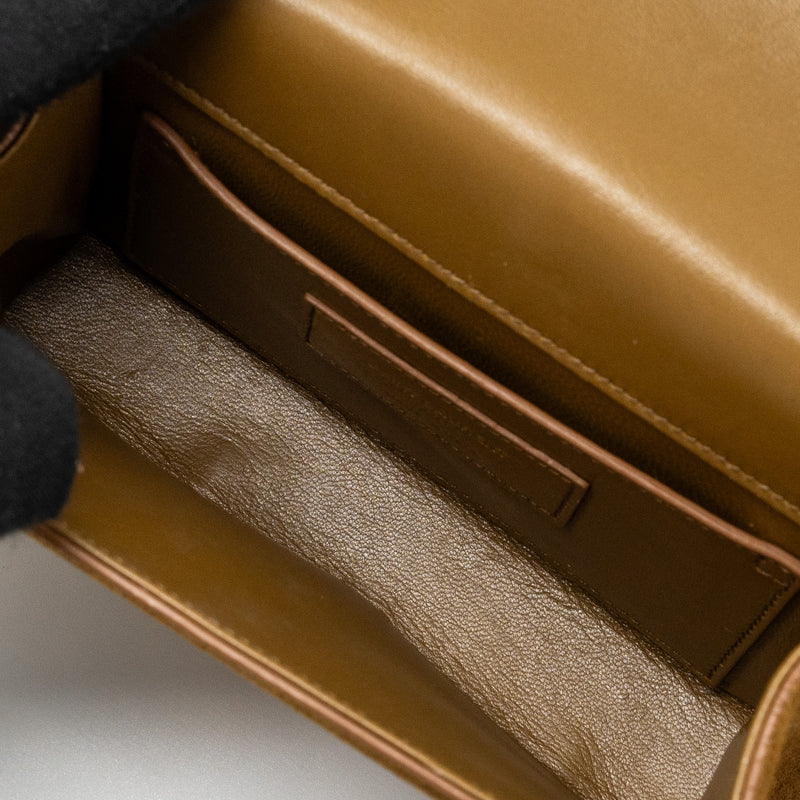 Saint Laurent Kate Chain Wallet with Tassel Suede Brown GHW
