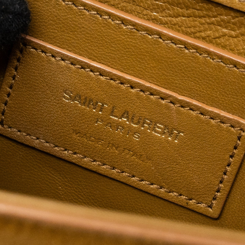 Saint Laurent Kate Chain Wallet with Tassel Suede Brown GHW