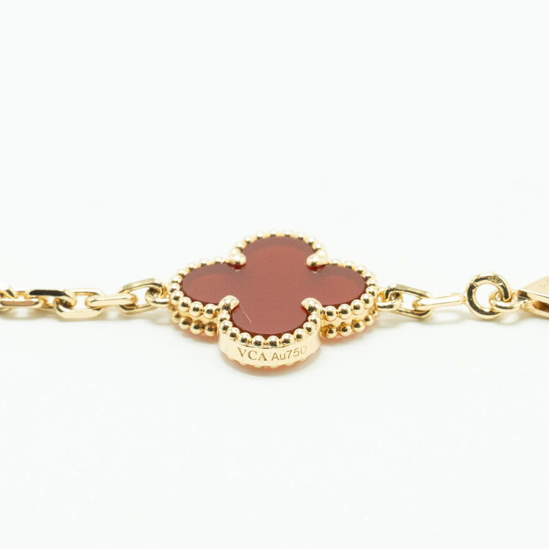 Van Cleef & Arpels Vintage Alhambra Bracelet 5 Motifs Carnelian Yellow Gold