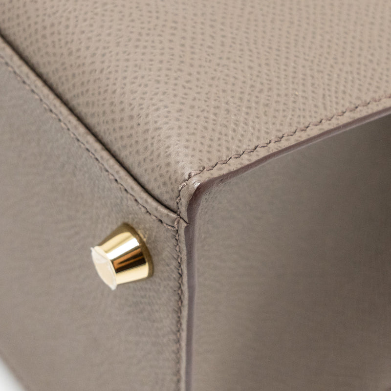 Hermes Kelly 28 Epsom Gris Etain GHW Stamp D