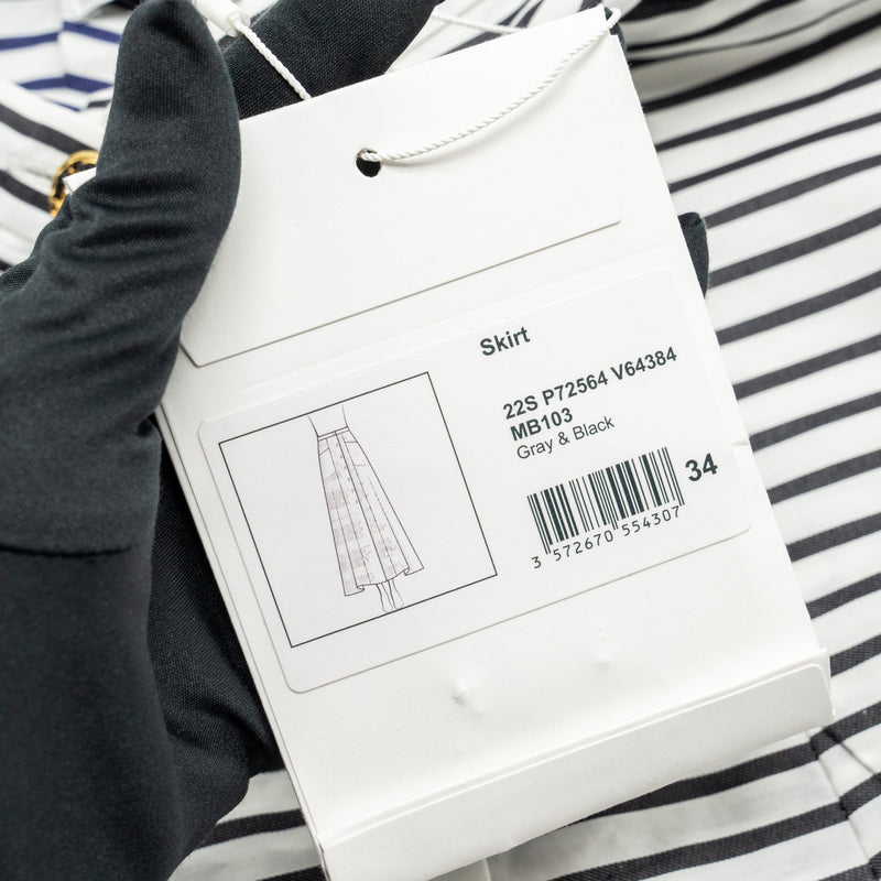 Chanel size 34 22S Long skirt cotton grey/black