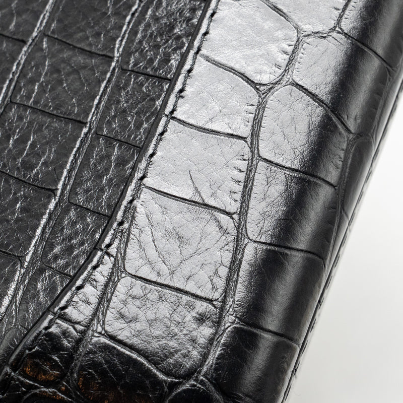 Chanel Small Gabrielle Hobo Bag with Top Handle Croc-Embossed Calfskin Black Multicoloured Hardware