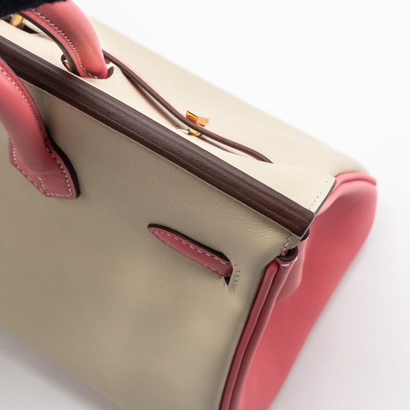 Hermes Birkin 25 Special Order Swift Craie/ Rose Azalee GHW Stamp U