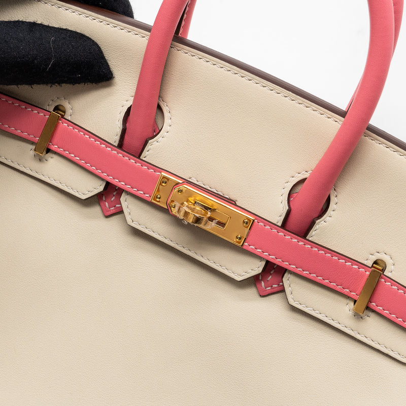 Hermes Birkin 25 Special Order Swift Craie/ Rose Azalee GHW Stamp U