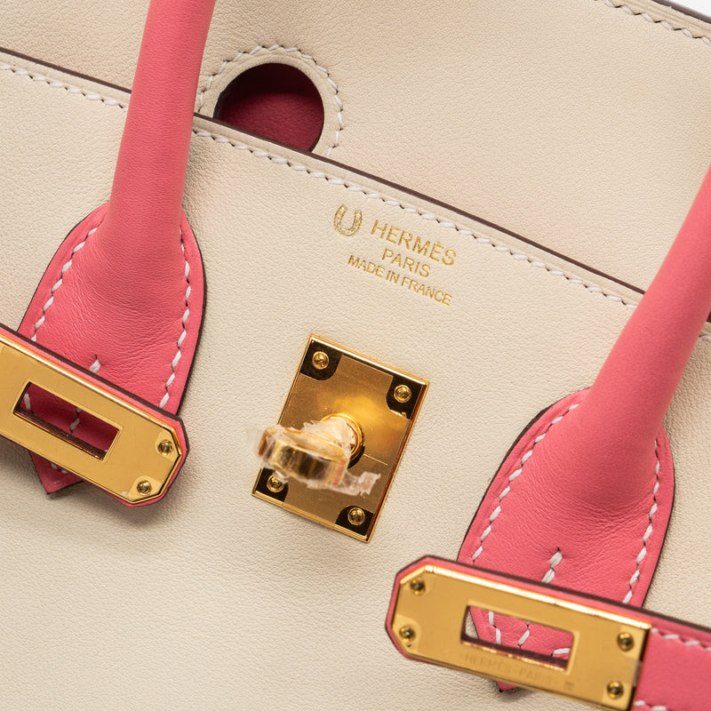 Hermes Birkin 25 Special Order Swift Craie/ Rose Azalee GHW Stamp U