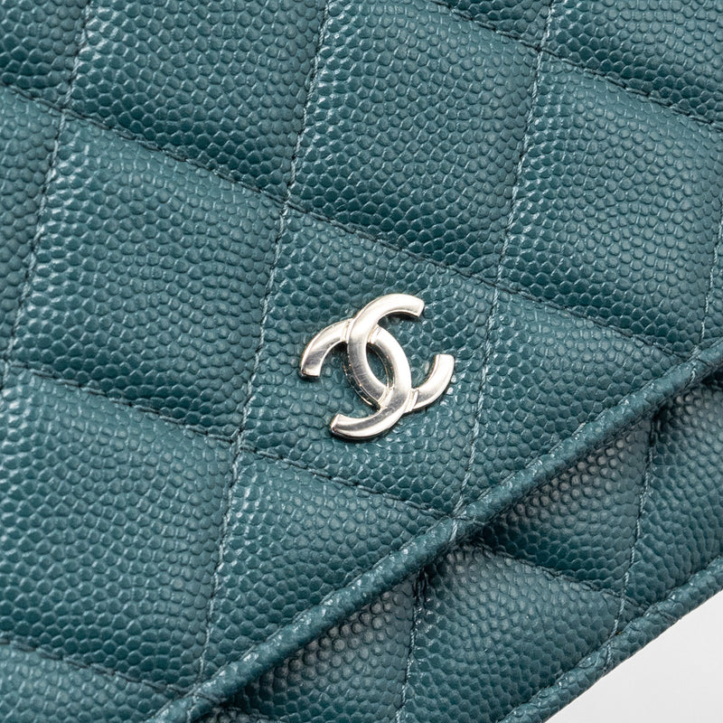 Chanel Classic Wallet on Chain Caviar Dark Green SHW