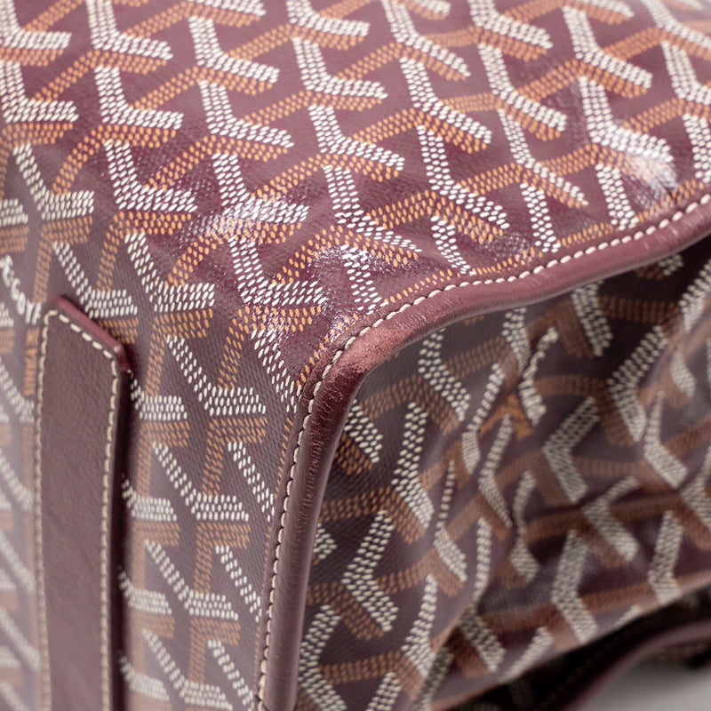 Goyard Saint Leger Backpack Goyardine Canvas Burgundy SHW