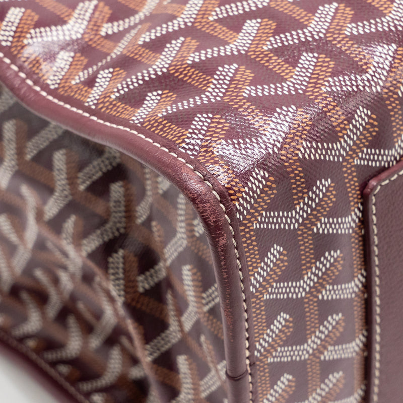 Goyard Saint Leger Backpack Goyardine Canvas Burgundy SHW