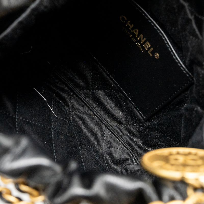 Chanel Mini 22 Bag Shiny Calfskin black GHW (Microchip)