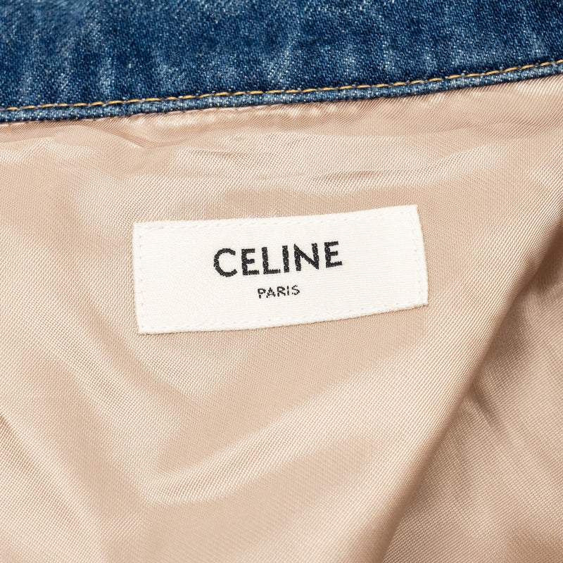 Celine Size M Star Detailed Teddy Denim Jacket Cotton Blue